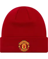 Big Boys New Era Red Manchester United Essential Cuffed Knit Hat