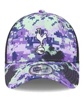 Men's New Era Tottenham Hotspur Black Glitch All Over Print E-Frame Trucker Adjustable Hat