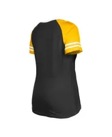 Women's New Era Black Pittsburgh Steelers Raglan Lace-Up T-shirt