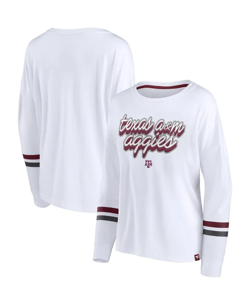 Women's Fanatics White Texas A&M Aggies Retro Power Striped Long Sleeve T-shirt