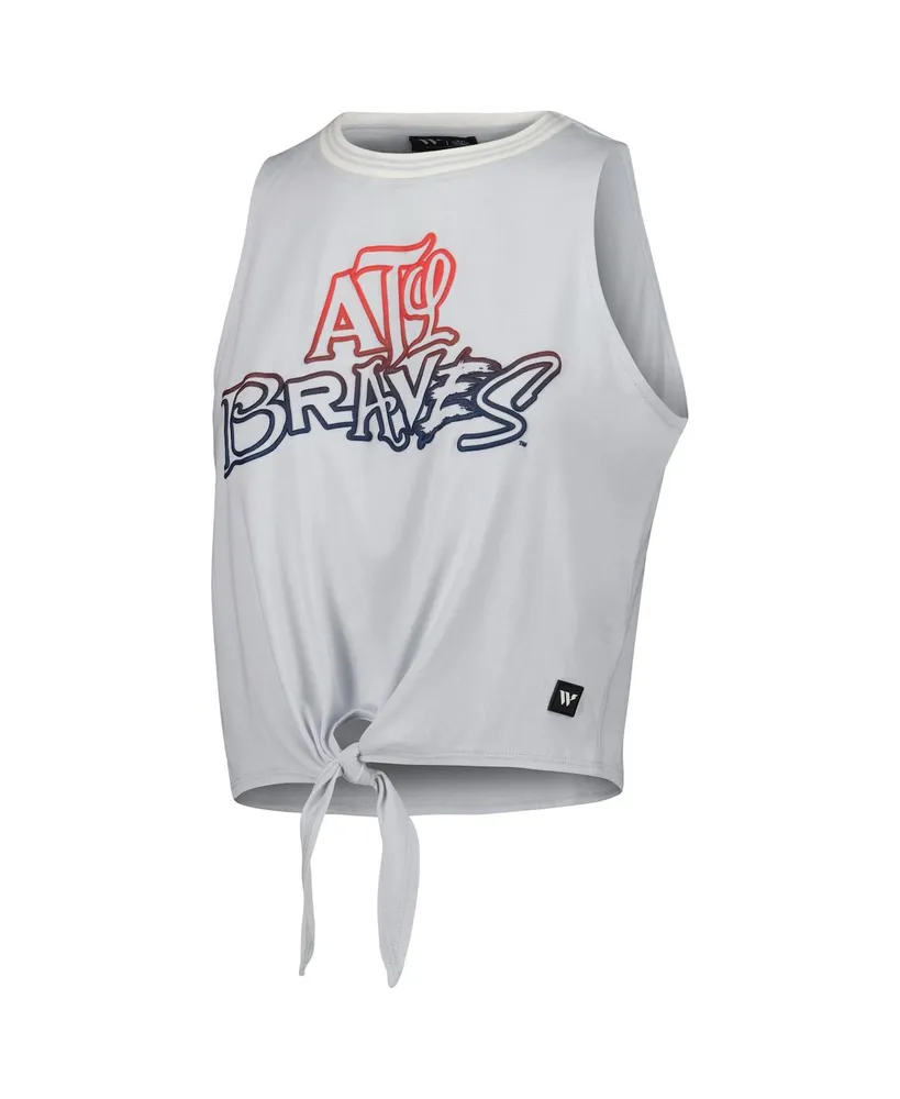 Women's The Wild Collective Gray Atlanta Braves Twisted Tie Front Tank Top