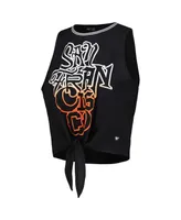 Women's The Wild Collective Black San Francisco Giants Twisted Tie Front Tank Top