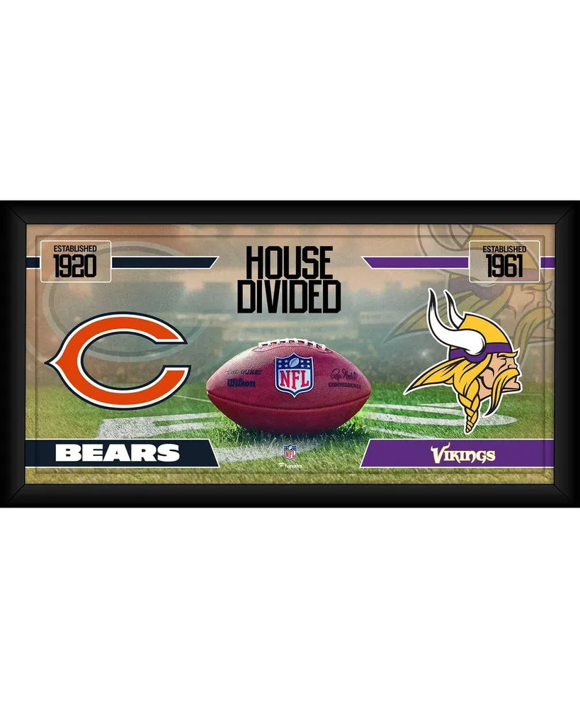 Chicago Bears vs. Minnesota Vikings Framed 10" x 20" House Divided Football Collage