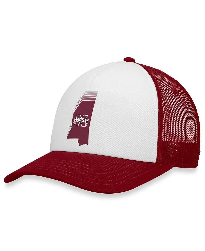 Men's Top of the World White, Maroon Mississippi State Bulldogs Tone Down Trucker Snapback Hat