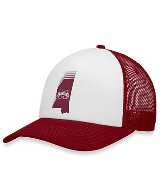 Men's Top of the World White, Maroon Mississippi State Bulldogs Tone Down Trucker Snapback Hat