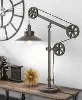 Hudson & Canal Descartes 29" Metal Shade Tall Wide Brim and Pulley System Table Lamp