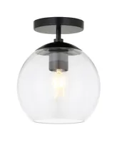 Hudson & Canal Bartlett 9" Glass Shade Wide Semi Flush Mount