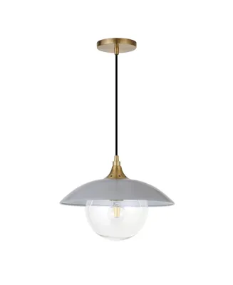Hudson & Canal Alvia 14.5" Metal and Glass Shade Wide Pendant