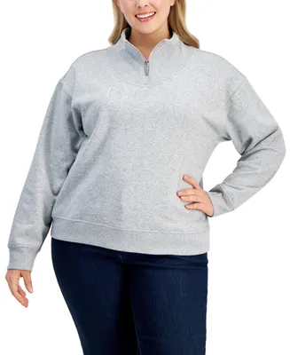 Tommy Hilfiger Plus Size Logo Quarter-Zip Sweatshirt