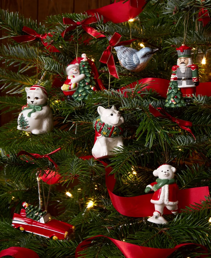 Spode Christmas Tree Skating Teddy Bear Ornament