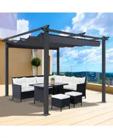 Streamdale Furniture 10x10 Ft Outdoor Patio Retractable Pergola With Canopy For Gardens, Terrace