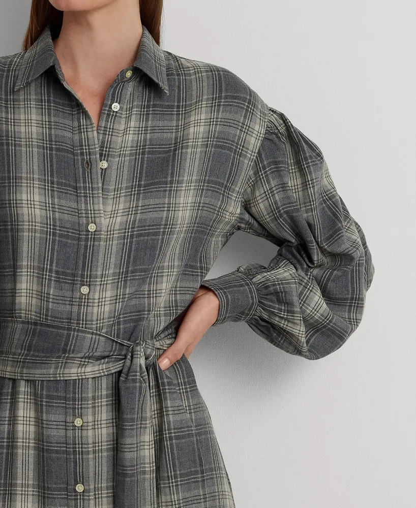 Lauren Ralph Lauren Women's Checked Plaid Belted Twill Shirtdress