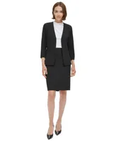 Calvin Klein Womens Open Front Blazer Faux Wrap Pencil Skirt