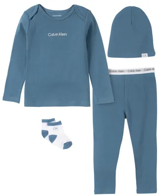 Calvin Klein Baby Boys or Girls Organic Cotton Layette, 4 Piece Set