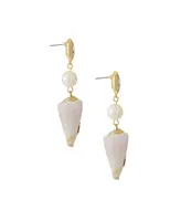 Ettika Golden Rimmed Shell 18K Gold Plated Dangle Earrings