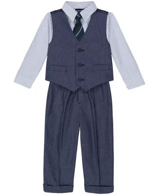 Nautica Baby Boys Iridescent Twill Vest, Shirt, Tie and Pants Set