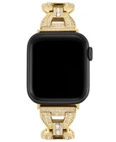 Anne Klein Women's Alloy with Crystals Open Link Bracelet Compatible 42/44/45/Ultra/Ultra 2 Apple Watch - Gold