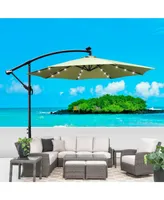 Simplie Fun 10 Ft Outdoor Patio Umbrella Solar Powered Led Lighted Sun Shade Market Waterproof 8 Ribs