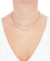 Diamond Curved Bar 18" Layered Necklace (1/4 ct. t.w.) in 14k Gold-Plated Sterling Silver - Gold