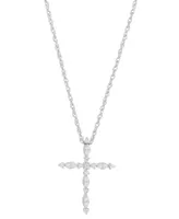 Diamond Cross Pendant Necklace (1/10 ct. t.w.) in Sterling Silver, 16" + 2" extender