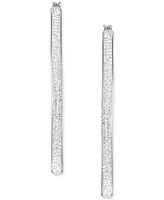 Crystal Pave Oval-Shape Click Top Hoop Earrings