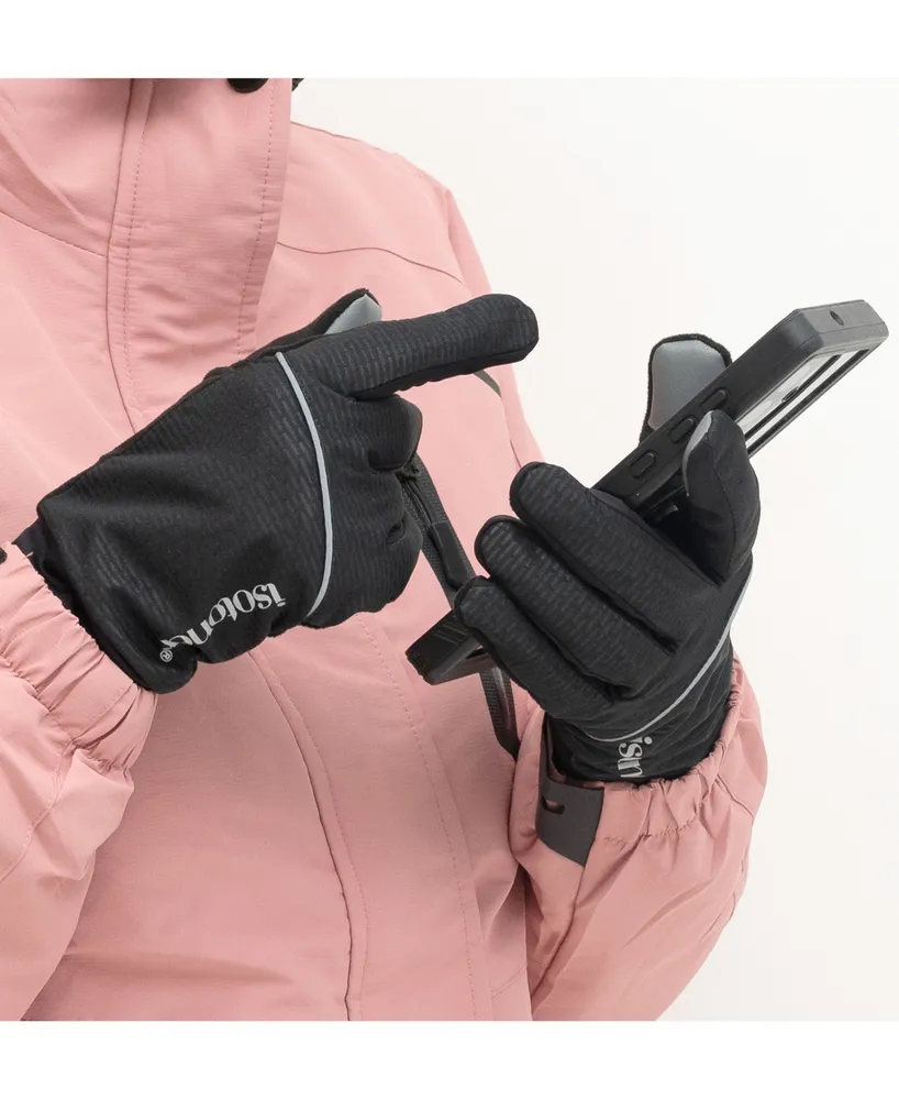 Isotoner Signature Women's Sport Jersey Reflective Water-Repellent Gloves