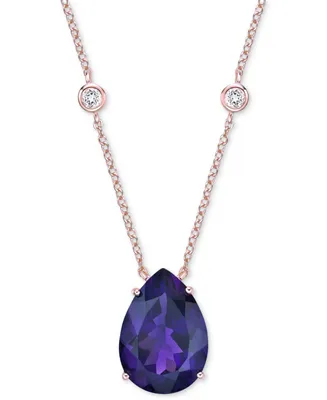 Amethyst (15 ct. t.w.) & White Topaz (3/8 ct. t.w.) 18" Pendant Necklace in Rose Gold-Plated Sterling Silver