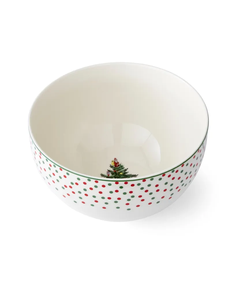Spode Christmas Tree Polka Dot 4 Piece Rice Bowls Set, Service for 4