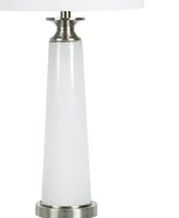 31" Cloud Glass Column Table Lamp with a Nightlight and Designer Shade