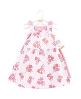 Hudson Baby Girls Sleeveless Cotton Dresses 2pk, Soft Pink Roses