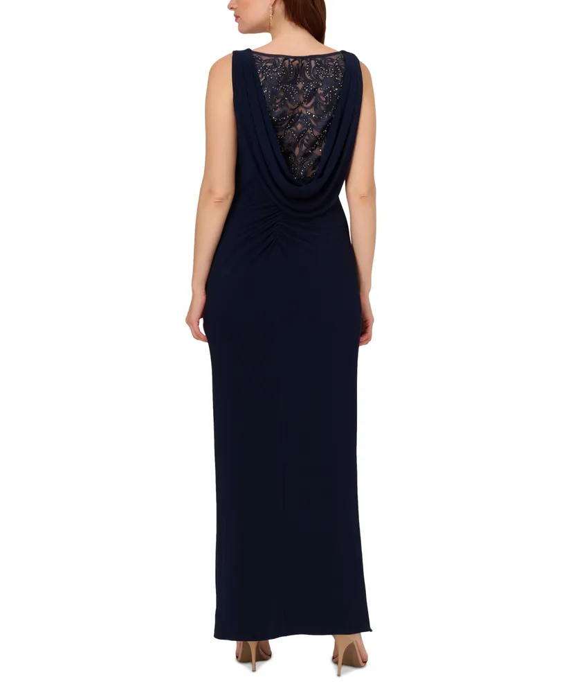 Adrianna Papell Women's Embellished Cowl-Back Gown