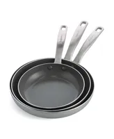 GreenPan Chatham Tri-Ply Stainless Steel Ceramic Nonstick 3 Piece Frying Pan Set