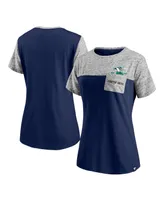 Women's Fanatics Navy, Heathered Gray Notre Dame Fighting Irish Inside Pocket T-shirt