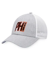 Women's Fanatics Heather Gray, White Philadelphia Flyers Iconic Glimmer Trucker Snapback Hat