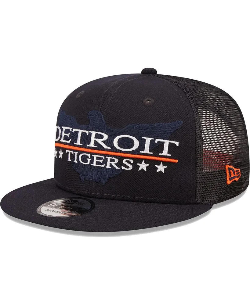 Men's New Era Navy, Black Detroit Tigers Patriot Trucker 9FIFTY Snapback Hat