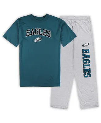 Men's Concepts Sport Midnight Green, Heather Gray Philadelphia Eagles Big and Tall T-shirt and Pajama Pants Sleep Set