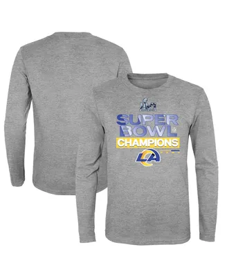 Big Boys Fanatics Heathered Gray Los Angeles Rams Super Bowl Lvi Champions Locker Room Trophy Collection Long Sleeve T-shirt