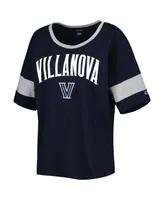 Women's Champion Navy Villanova Wildcats Jumbo Arch Striped Half-Sleeve T-shirt