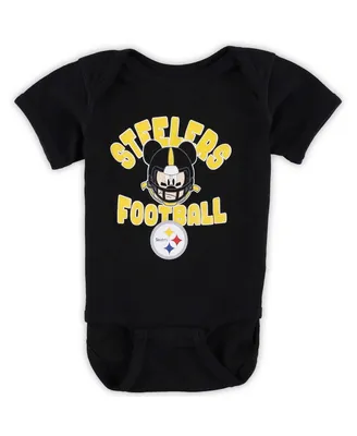 Newborn and Infant Boys and Girls Black Pittsburgh Steelers Disney Lil Champ Bodysuit