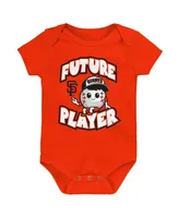 Infant Boys and Girls Orange, Black, White San Francisco Giants Minor League Player Three-Pack Bodysuit Set