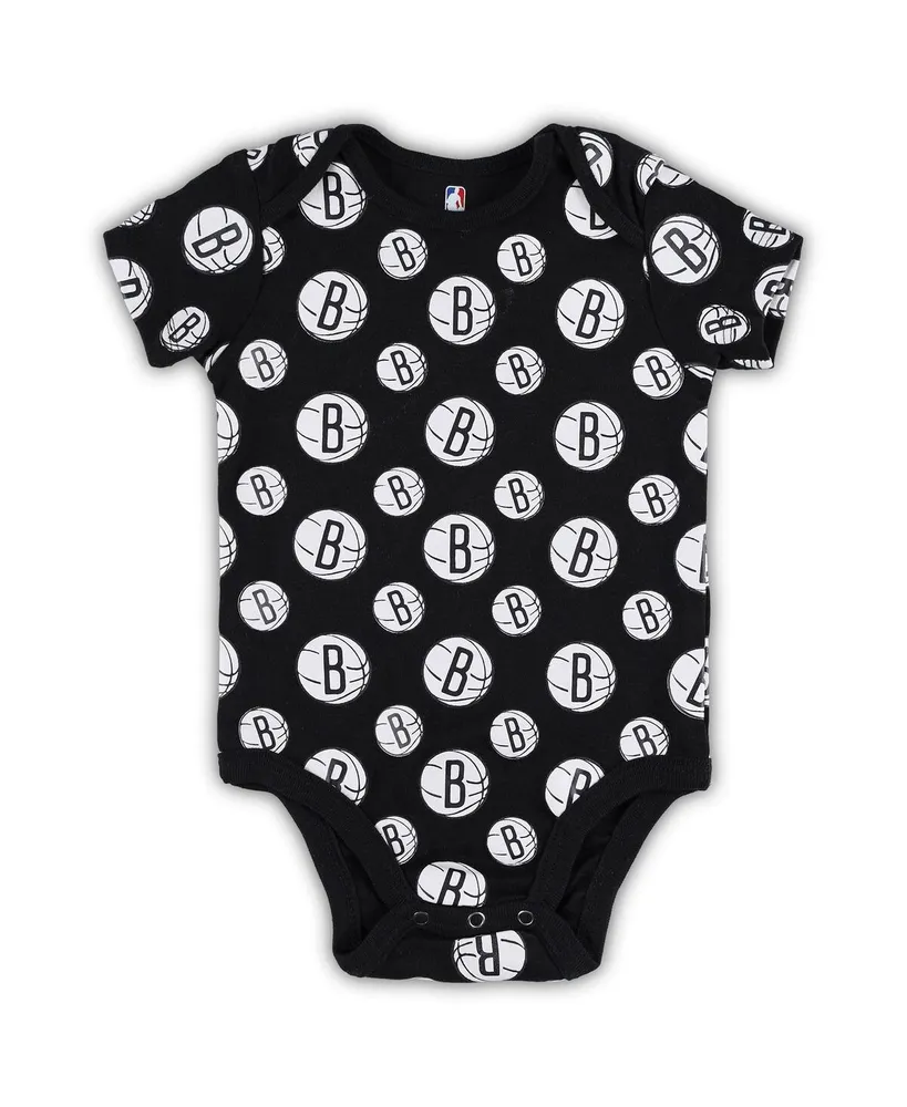 Newborn and Infant Boys Girls Gray Brooklyn Nets Two-Pack Double Up Bodysuit Set