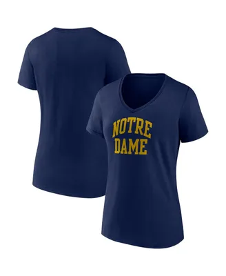 Women's Fanatics Navy Notre Dame Fighting Irish Basic Arch V-Neck T-shirt