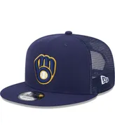 Men's New Era Navy Milwaukee Brewers Team Color Trucker 9FIFTY Snapback Hat