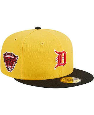 Men's New Era Yellow, Black Detroit Tigers Grilled 59FIFTY Fitted Hat