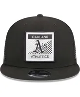 Men's New Era Black Oakland Athletics Scratch Squared Trucker 9FIFTY Snapback Hat