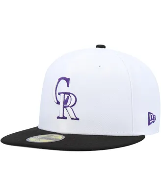 Men's New Era White, Black Colorado Rockies Optic 59FIFTY Fitted Hat