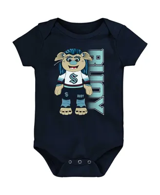 Newborn and Infant Boys Girls Deep Sea Blue Seattle Kraken Mascot Cheer Bodysuit