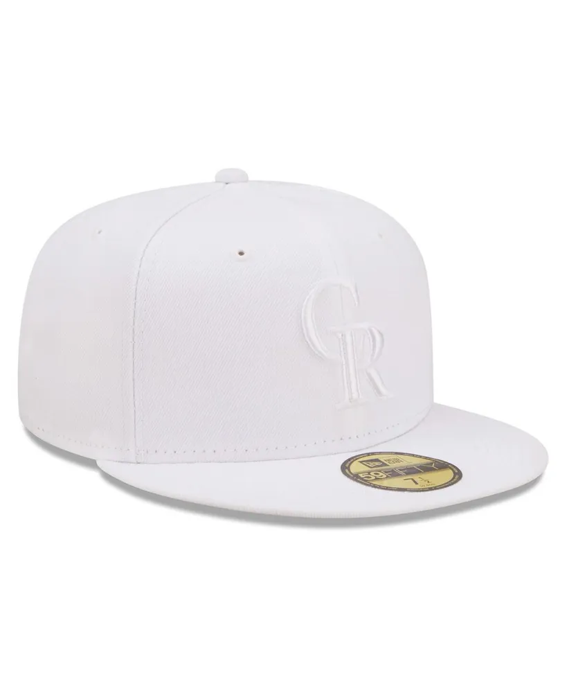 Men's New Era Colorado Rockies White on White 59FIFTY Fitted Hat