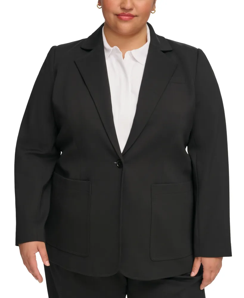 Calvin Klein Plus Notched-Collar One-Button Jacket