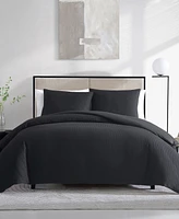 Vera Wang Waffle Pique Cotton 3 Piece Duvet Cover Set